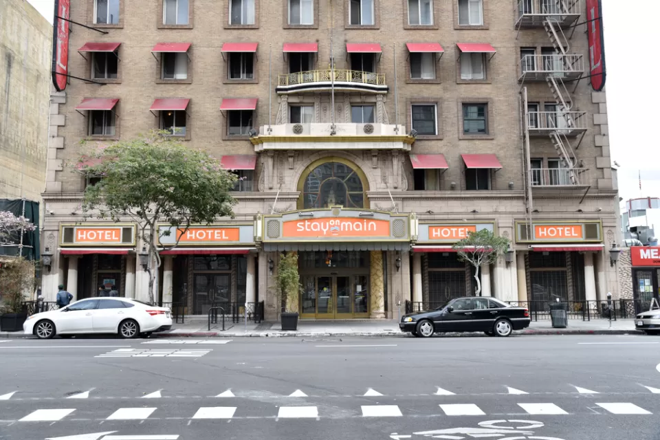 Facade of Cecil Hotel, Los Angeles
